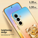 SINGIUZOO For Samsung Galaxy S26 FE Case Glitter Bear Kickstand Electroplated Gradient Color PC + TPU Phone Cover