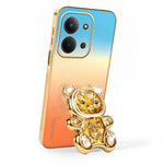 SINGIUZOO-cover til Xiaomi Redmi 15C 5G (EU) (173 mm) / 15C 4G (EU) (173 mm), glitterbjørn, stativ, galvaniseret gradientfarve, PC + TPU-mobilcover
