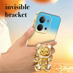 SINGIUZOO-cover til Xiaomi Redmi 15C 5G (EU) (173 mm) / 15C 4G (EU) (173 mm), glitterbjørn, stativ, galvaniseret gradientfarve, PC + TPU-mobilcover