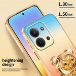 SINGIUZOO-cover til Xiaomi Redmi 15C 5G (EU) (173 mm) / 15C 4G (EU) (173 mm), glitterbjørn, stativ, galvaniseret gradientfarve, PC + TPU-mobilcover