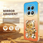 SINGIUZOO glitter-PC + TPU-mobilcover til Xiaomi Redmi Note 15 4G (Global) med bjørn, stativ, galvanisering og gradientfarve