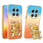 SINGIUZOO For Xiaomi Redmi Note 15 4G (Global) Case Glitter Bear Kickstand Electroplated Gradient Color PC + TPU Phone Cover