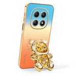 SINGIUZOO For Xiaomi Redmi Note 15 4G (Global) Case Glitter Bear Kickstand Electroplated Gradient Color PC + TPU Phone Cover