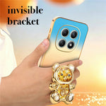 SINGIUZOO For Xiaomi Redmi Note 15 4G (Global) Case Glitter Bear Kickstand Electroplated Gradient Color PC + TPU Phone Cover