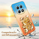 SINGIUZOO For Xiaomi Redmi Note 15 4G (Global) Case Glitter Bear Kickstand Electroplated Gradient Color PC + TPU Phone Cover
