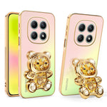 SINGIUZOO glitter-PC + TPU-mobilcover til Xiaomi Redmi Note 15 4G (Global) med bjørn, stativ, galvanisering og gradientfarve