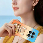 SINGIUZOO For Xiaomi Redmi Note 15 5G (Global) / Poco M8 5G Case Glitter Bear Kickstand Electroplated Gradient Color PC + TPU Phone Cover