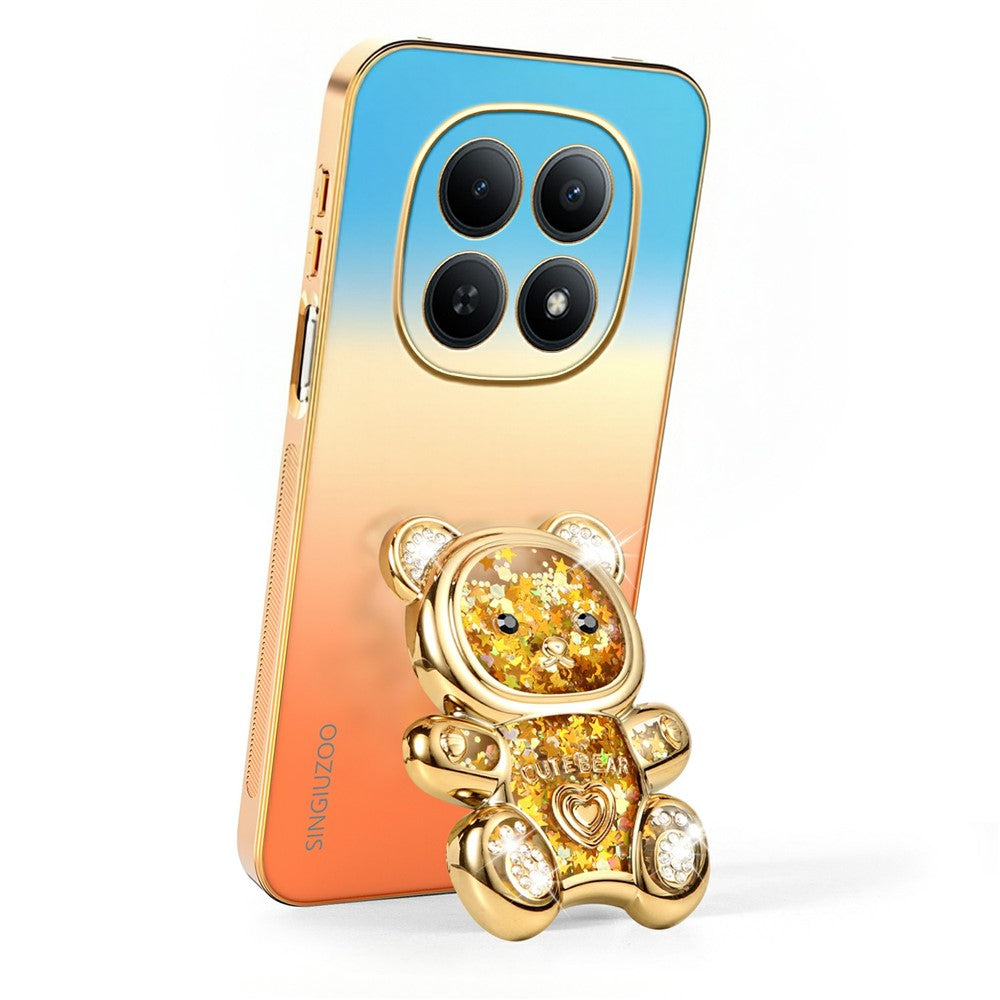 SINGIUZOO For Xiaomi Redmi Note 15 5G (Global) / Poco M8 5G Case Glitter Bear Kickstand Electroplated Gradient Color PC + TPU Phone Cover