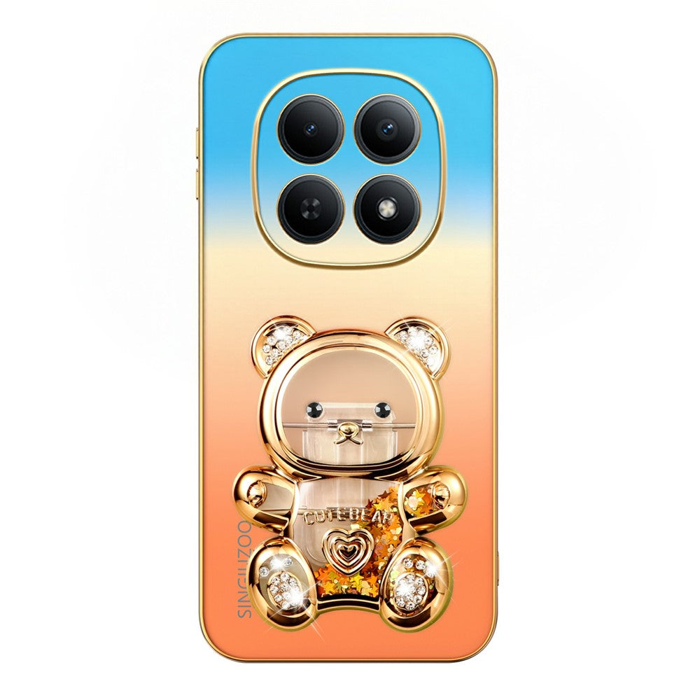 SINGIUZOO For Xiaomi Redmi Note 15 5G (Global) / Poco M8 5G Case Glitter Bear Kickstand Electroplated Gradient Color PC + TPU Phone Cover
