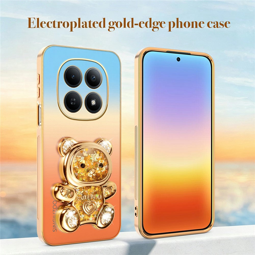 SINGIUZOO For Xiaomi Redmi Note 15 5G (Global) / Poco M8 5G Case Glitter Bear Kickstand Electroplated Gradient Color PC + TPU Phone Cover