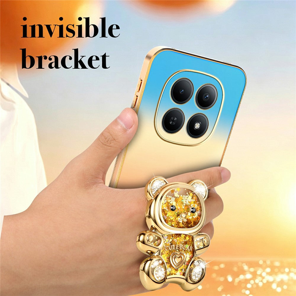 SINGIUZOO For Xiaomi Redmi Note 15 5G (Global) / Poco M8 5G Case Glitter Bear Kickstand Electroplated Gradient Color PC + TPU Phone Cover