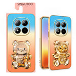 SINGIUZOO for Xiaomi Redmi Note 15 Pro 4G (Global) Case Glitter Bear Kickstand Electroplated Gradient Color PC + TPU Phone Cover