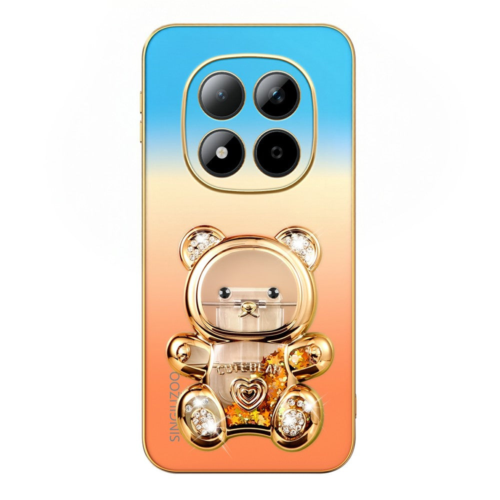 SINGIUZOO for Xiaomi Redmi Note 15 Pro 4G (Global) Case Glitter Bear Kickstand Electroplated Gradient Color PC + TPU Phone Cover