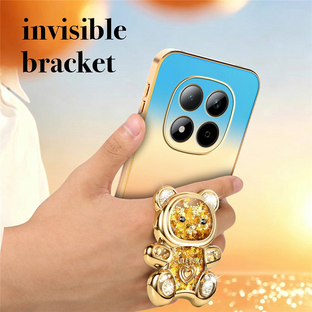 SINGIUZOO for Xiaomi Redmi Note 15 Pro 4G (Global) Case Glitter Bear Kickstand Electroplated Gradient Color PC + TPU Phone Cover