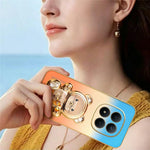 SINGIUZOO for Xiaomi Redmi Note 15 Pro 5G (Global) Case Glitter Bear Kickstand Electroplated Gradient Color PC + TPU Phone Cover