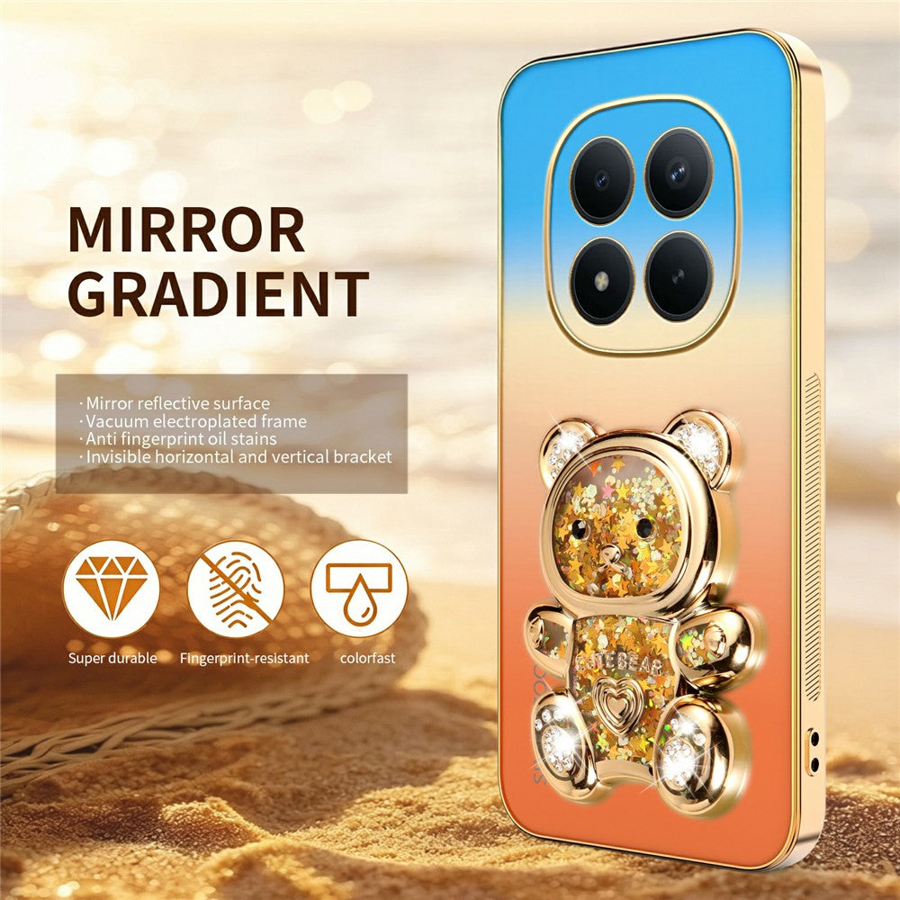 SINGIUZOO for Xiaomi Redmi Note 15 Pro 5G (Global) Case Glitter Bear Kickstand Electroplated Gradient Color PC + TPU Phone Cover