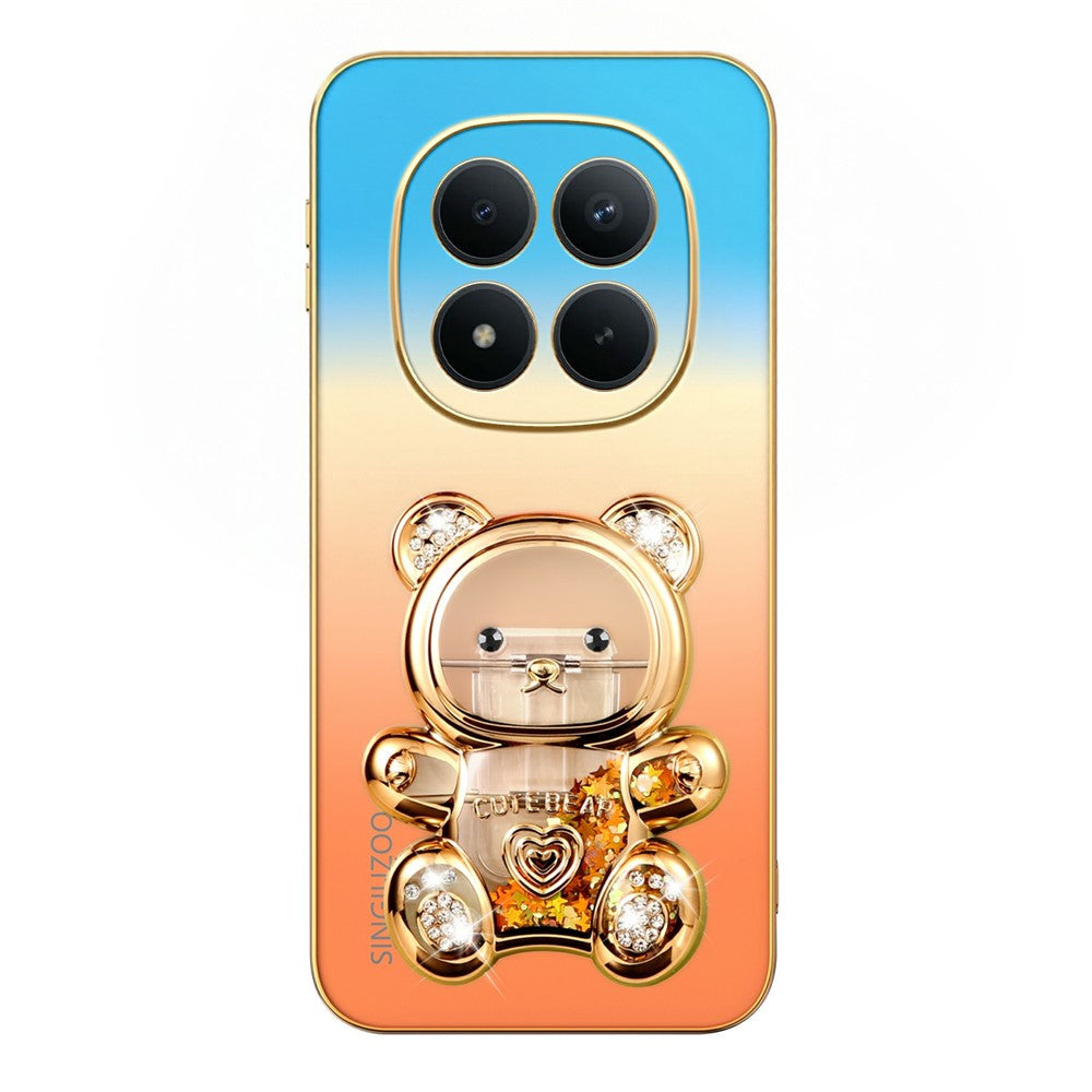 SINGIUZOO for Xiaomi Redmi Note 15 Pro 5G (Global) Case Glitter Bear Kickstand Electroplated Gradient Color PC + TPU Phone Cover
