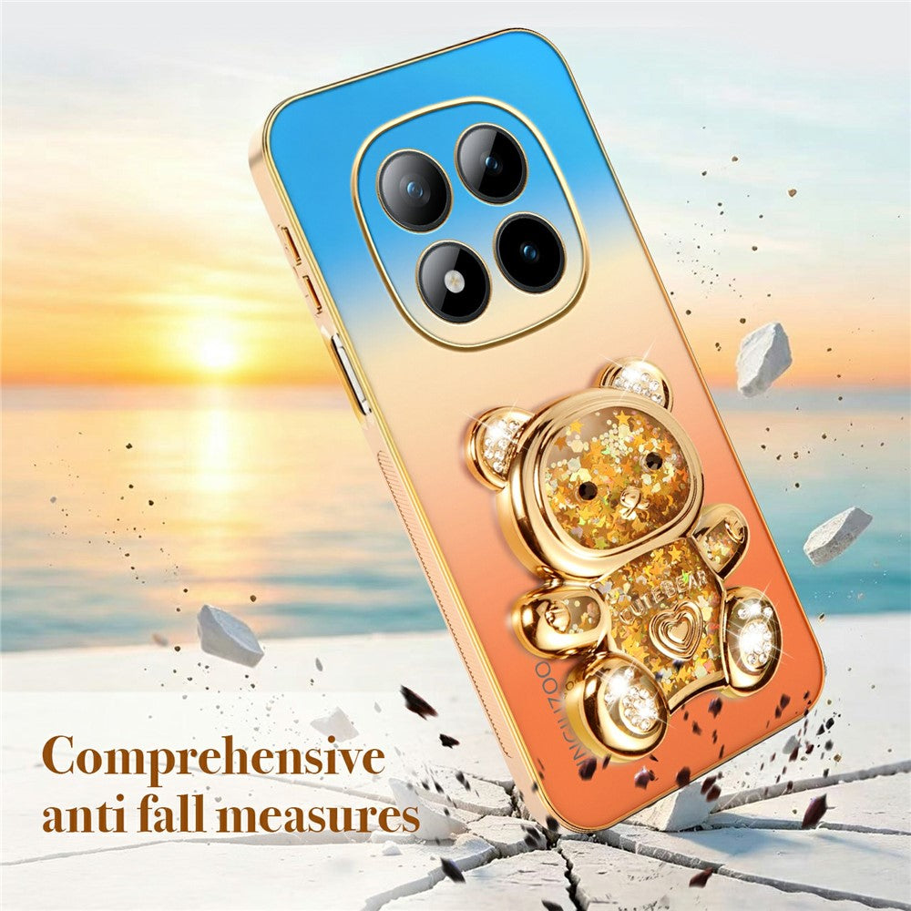 SINGIUZOO for Xiaomi Redmi Note 15 Pro+ 5G (Global) / Poco M8 Pro 5G Case Glitter Bear Kickstand Electroplated Gradient Color PC + TPU Phone Cover