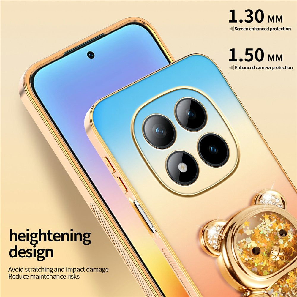 SINGIUZOO for Xiaomi Redmi Note 15 Pro+ 5G (Global) / Poco M8 Pro 5G Case Glitter Bear Kickstand Electroplated Gradient Color PC + TPU Phone Cover