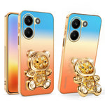 SINGIUZOO för Xiaomi Redmi Turbo 5 5G-skal Glitter Björn Stativ Elektropläterad Gradient Färg PC + TPU mobilskal