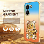 SINGIUZOO för Xiaomi Redmi Turbo 5 5G-skal Glitter Björn Stativ Elektropläterad Gradient Färg PC + TPU mobilskal