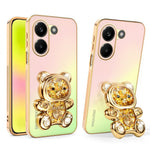 SINGIUZOO för Xiaomi Redmi Turbo 5 5G-skal Glitter Björn Stativ Elektropläterad Gradient Färg PC + TPU mobilskal