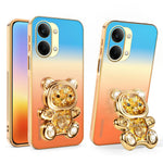 SINGIUZOO for Xiaomi Redmi Turbo 5 Max 5G Case Glitter Bear Kickstand Electroplated Gradient Color PC + TPU Phone Cover