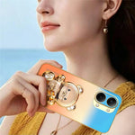 SINGIUZOO for Xiaomi Redmi Turbo 5 Max 5G Case Glitter Bear Kickstand Electroplated Gradient Color PC + TPU Phone Cover