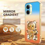 SINGIUZOO for Xiaomi Redmi Turbo 5 Max 5G Case Glitter Bear Kickstand Electroplated Gradient Color PC + TPU Phone Cover
