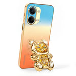 SINGIUZOO for Xiaomi Redmi Turbo 5 Max 5G Case Glitter Bear Kickstand Electroplated Gradient Color PC + TPU Phone Cover