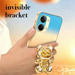 SINGIUZOO for Xiaomi Redmi Turbo 5 Max 5G Case Glitter Bear Kickstand Electroplated Gradient Color PC + TPU Phone Cover