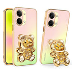 SINGIUZOO for Xiaomi Redmi Turbo 5 Max 5G Case Glitter Bear Kickstand Electroplated Gradient Color PC + TPU Phone Cover
