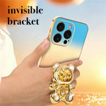 SINGIUZOO til iPhone 16 Pro Cover Glitter Bjørn Stander Elektropletteret Gradient Farve PC + TPU Telefoncover