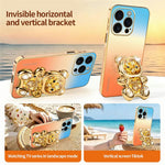 SINGIUZOO til iPhone 16 Pro Cover Glitter Bjørn Stander Elektropletteret Gradient Farve PC + TPU Telefoncover