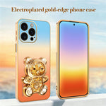 SINGIUZOO til iPhone 16 Pro Max Cover Glitrende Bjørn Kickstand Elektrobelagt Gradientfarve PC + TPU Telefoncover