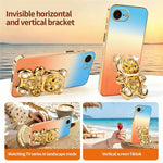 SINGIUZOO for iPhone 17th / 16th Case Glitter Bear Kickstand Electroplated Gradient Color PC + TPU Phone Cover