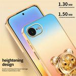 SINGIUZOO for iPhone 17th / 16th Case Glitter Bear Kickstand Electroplated Gradient Color PC + TPU Phone Cover