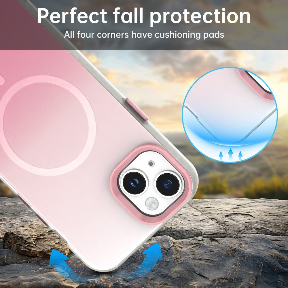 Til iPhone 14 Magnetisk Cover Gradient TPU + PET + PC IMD Stødsikkert Telefoncover - Grøn