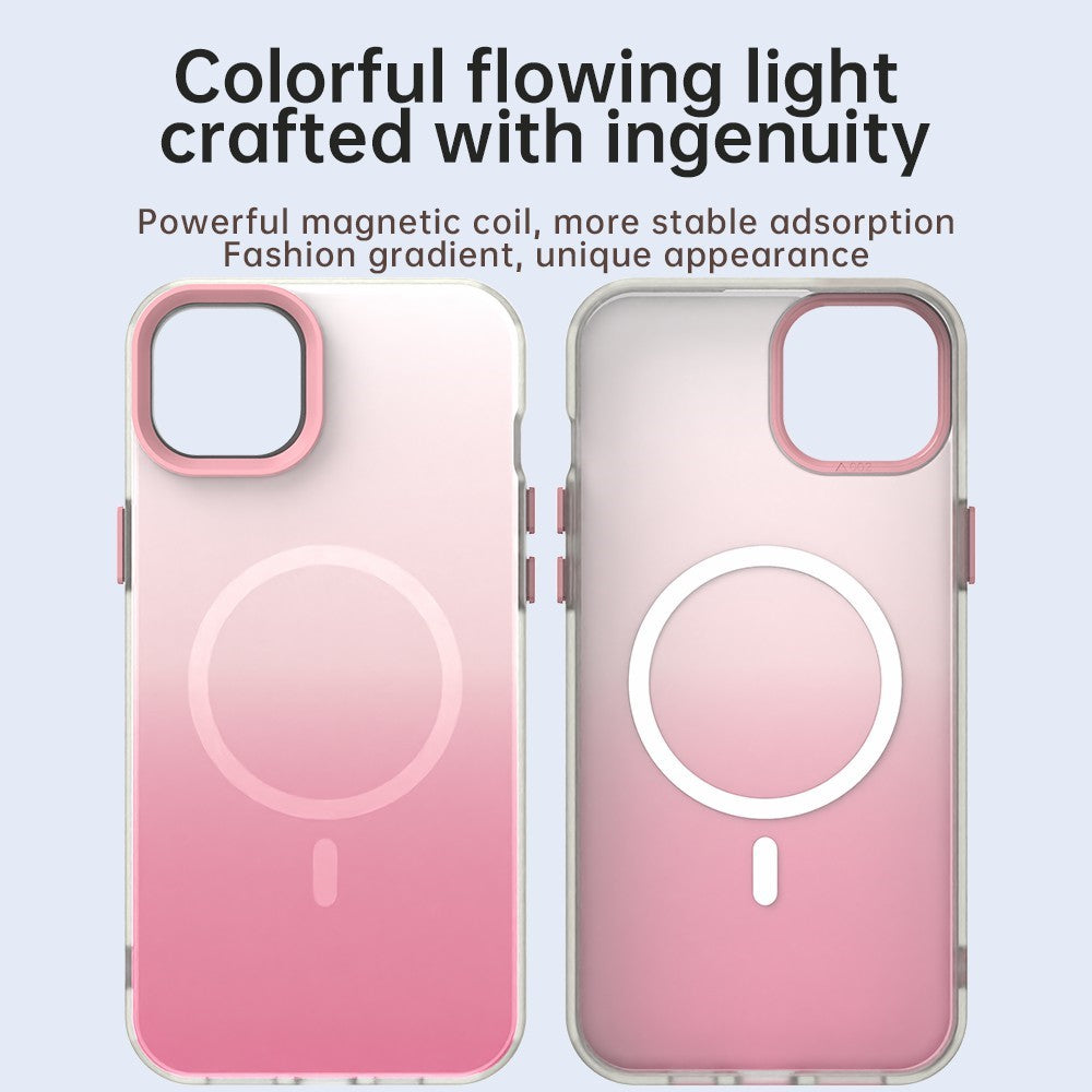 Til iPhone 14 Magnetisk Cover Gradient TPU + PET + PC IMD Stødsikkert Telefoncover - Grøn