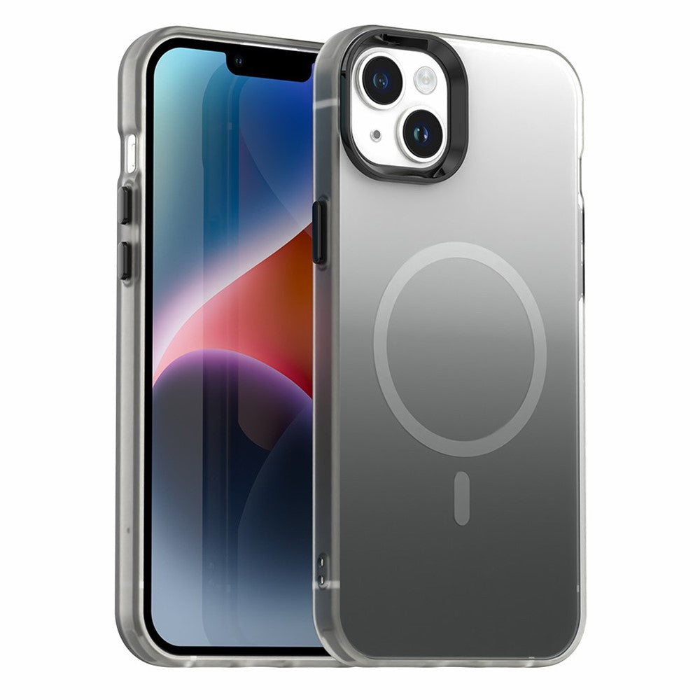 Til iPhone 14 Magnetisk Cover Gradient TPU + PET + PC IMD Stødsikkert Telefoncover - Grøn