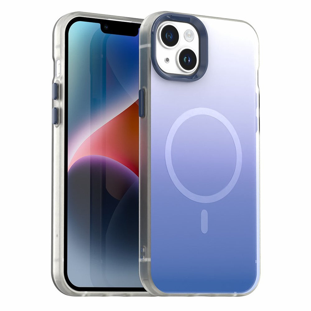 Til iPhone 14 Magnetisk Cover Gradient TPU + PET + PC IMD Stødsikkert Telefoncover - Grøn