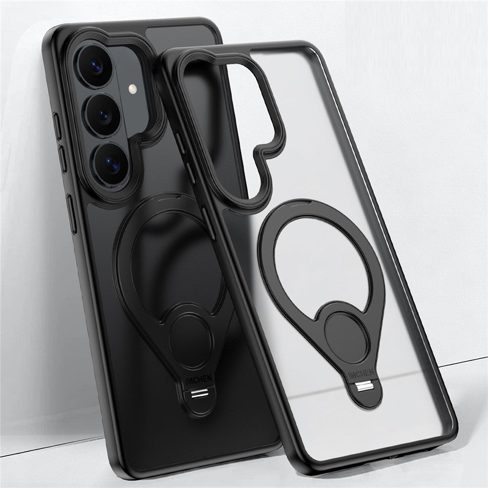 IM-CHEN for Samsung Galaxy S26+ Case Magnetic Tennis Racket Kickstand PC + TPU Translucent Matte Phone Cover