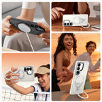 IM-CHEN for Samsung Galaxy S26+ Case Magnetic Tennis Racket Kickstand PC + TPU Translucent Matte Phone Cover