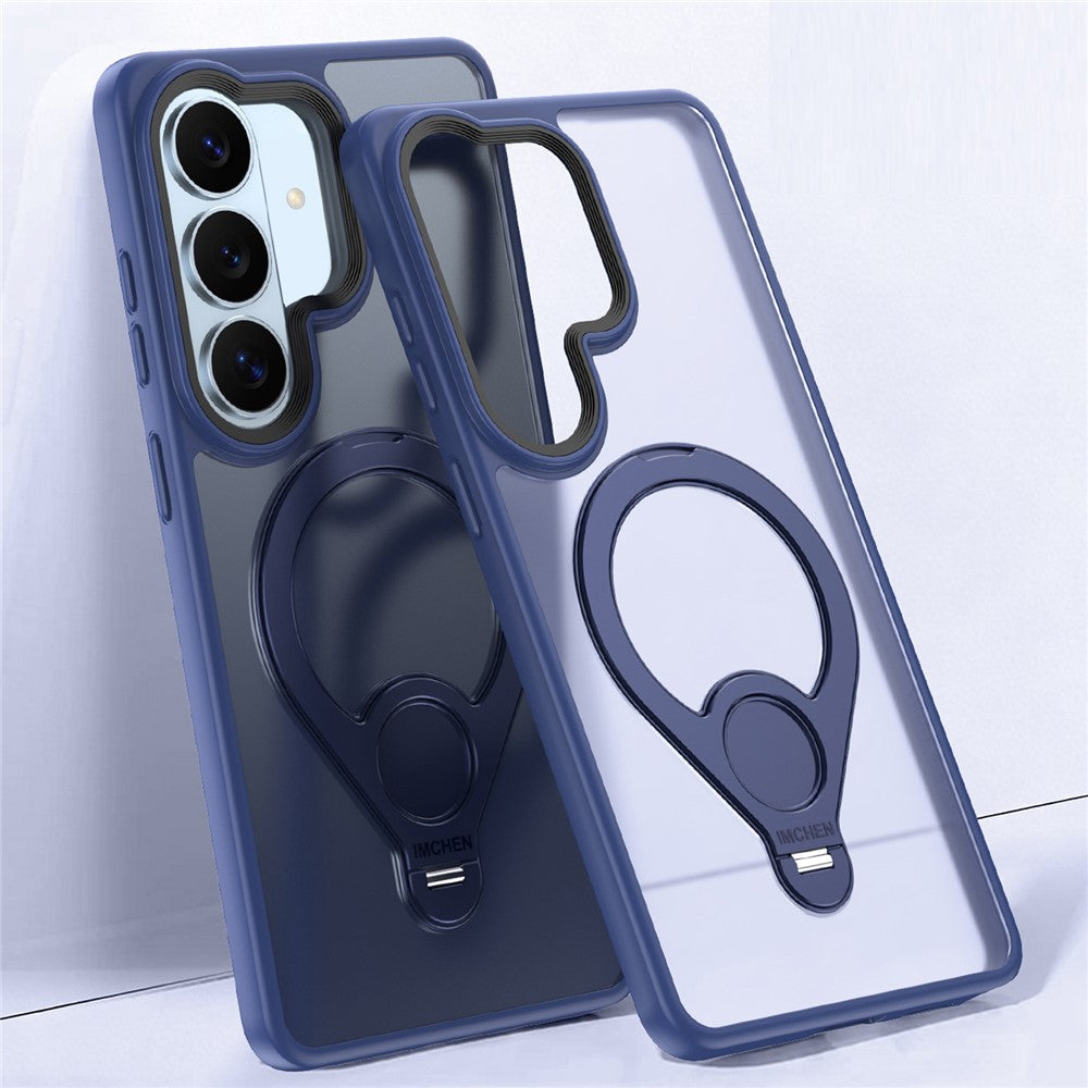 IM-CHEN for Samsung Galaxy S26+ Case Magnetic Tennis Racket Kickstand PC + TPU Translucent Matte Phone Cover