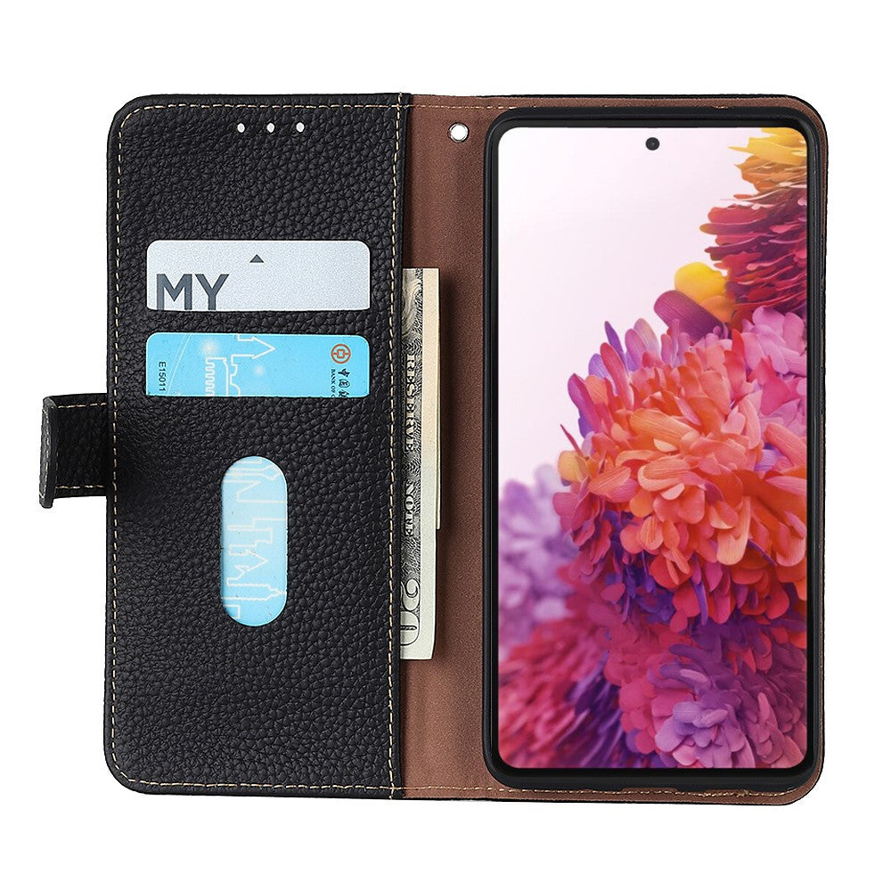 KHAZNEH För Xiaomi Redmi Note 17 4G (Global) / Note 17 5G (Global) / Note 17 (Indien/Kina) 5G Plånboksfodral Litchitextur Äkta Koläder Flipfodral för mobil