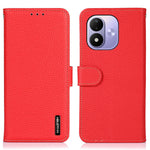 KHAZNEH För Xiaomi Redmi Note 17 4G (Global) / Note 17 5G (Global) / Note 17 (Indien/Kina) 5G Plånboksfodral Litchitextur Äkta Koläder Flipfodral för mobil