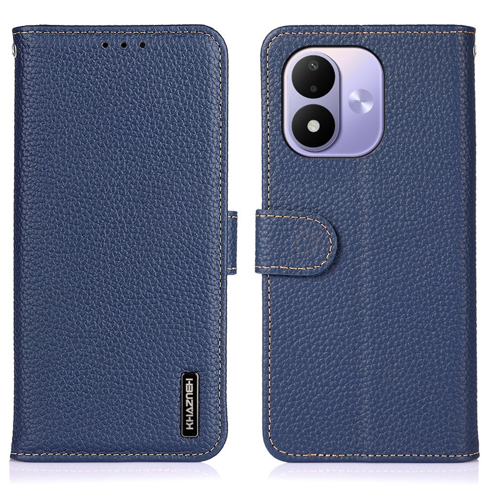KHAZNEH För Xiaomi Redmi Note 17 4G (Global) / Note 17 5G (Global) / Note 17 (Indien/Kina) 5G Plånboksfodral Litchitextur Äkta Koläder Flipfodral för mobil