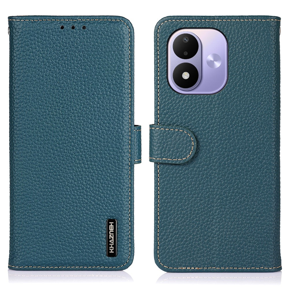 KHAZNEH För Xiaomi Redmi Note 17 4G (Global) / Note 17 5G (Global) / Note 17 (Indien/Kina) 5G Plånboksfodral Litchitextur Äkta Koläder Flipfodral för mobil