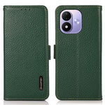 KHAZNEH for Xiaomi Redmi Note 17 4G (Global) / Note 17 5G (Global) / Note 17 (India / China) 5G Phone Case Litchi Texture Genuine Cow Leather Cover RFID Blocking