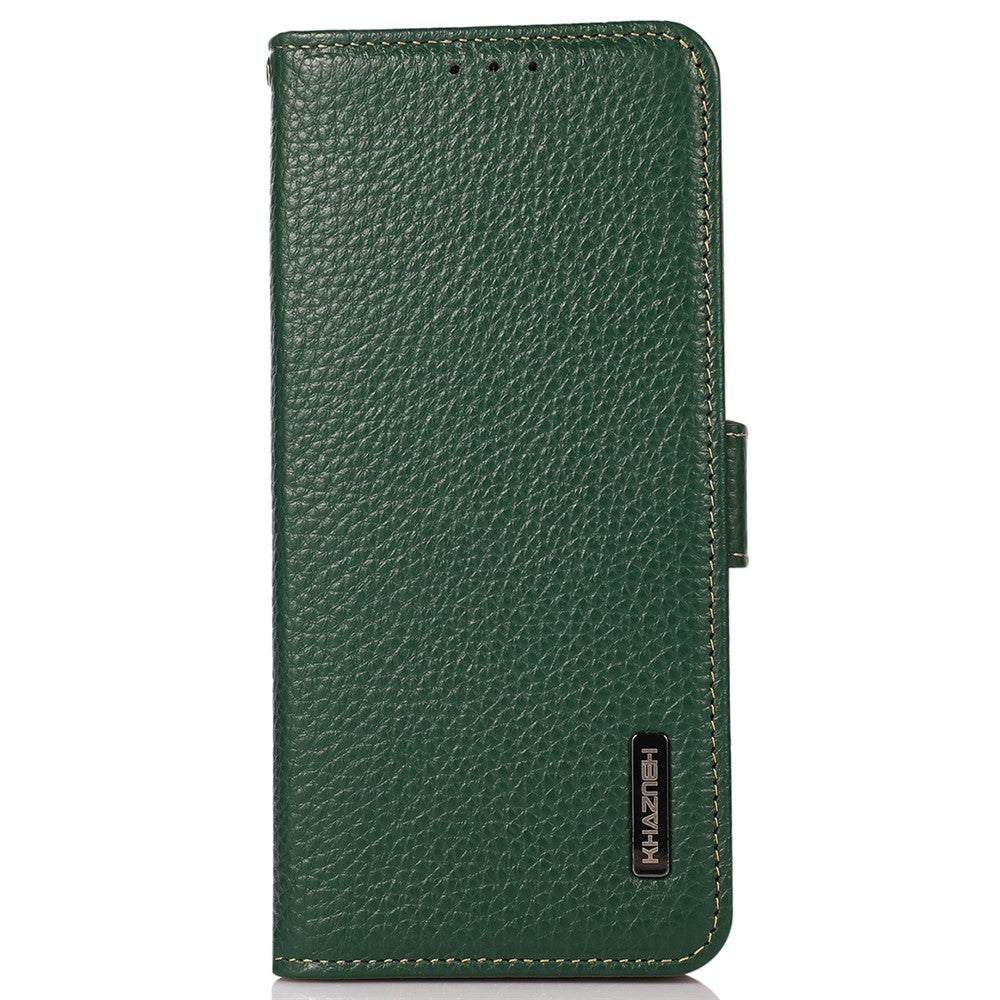 KHAZNEH for Xiaomi Redmi Note 17 4G (Global) / Note 17 5G (Global) / Note 17 (India / China) 5G Phone Case Litchi Texture Genuine Cow Leather Cover RFID Blocking